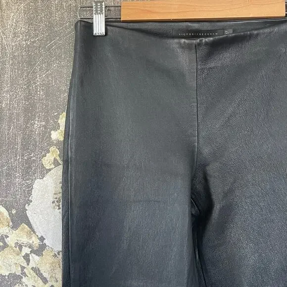 Victoria Beckham Black Leather Zip Pants‎ Leggings Size 27 - Picture 6 of 11